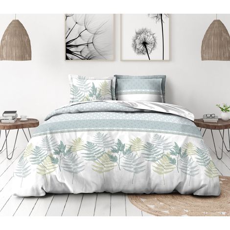 Parure de Couette 200x200 cm 3 pièces Percale de Coton Douce Housse + taie Blanc (1/5)