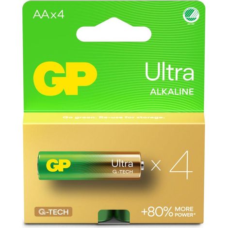 Gp - ultra alkaline aa batteries 15aulr6 15v 4 pack (1/5)