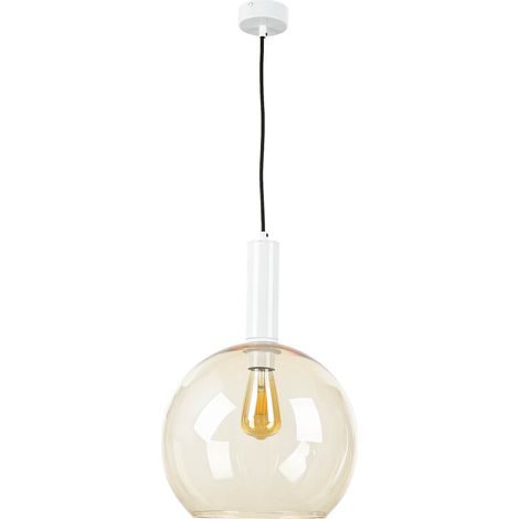 Suspension blanc E27 verre métal rétro (1/5)