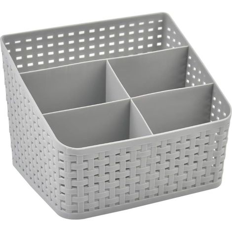 Panier de rangement - Boîte de rangement polyvalente pour boîte à cosmétiques Boîte de tri pour le maquillage en plastique avec 5 compartiments pour la maison (Gris) (1/5)