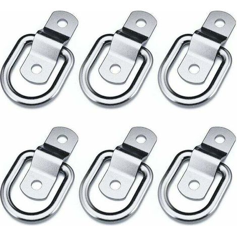 Set of 6 heavy-duty tie-down rings for mounting, securing, strapping, cleating, hooking, and hitching (1/4)