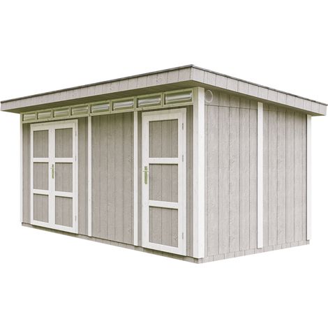 Casetta da Giardino di QUALITÀ PREMIUM 8.52+2.95m²-L530xW279cm-con Pavimento, Tegole Bituminose,Set di Vernici-Costruzione con pannelli LP Smartside - Capanno da giardino - M905C - TUNDRA GREY (1/5)