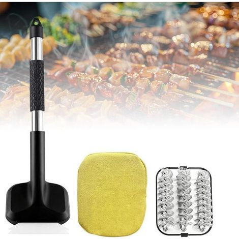 Brosse de nettoyage 2-en-1 pour grilles en fonte – Brosse sans poils pour grilles en fonte – Brosse de nettoyage résistante au feu pour barbecues à gaz (1/5)