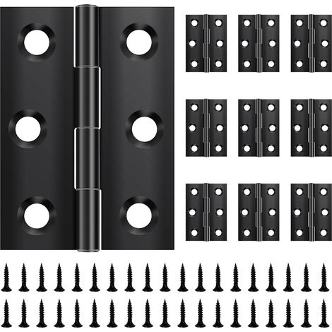 CCYKXA 10Pcs 44mm × 32mm Folding Hinges Stainless Steel Black Small Hinges for Doors Windows Cabinets with 60Pcs Screws (1/4)
