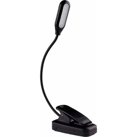 LED reading lamp, clamp light for books for reading at night and while traveling, rechargeable 5-LED reading lamp, 360° flexible neck (1/5)