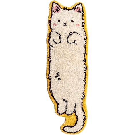 Tapis lavable pour chambre à coucher 40 x 120 cm, paillasson en forme de chat tapis pour , de lit chambre à coucher antidérapant, tapis de sol forme irrégulière pour salon (1/5)