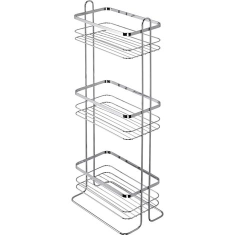 Croydex Free Standing 3 Tier Storage Baskets for Bathroom Organiser, Chrome
