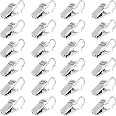 100 PCS Pinces à Rideaux en Métal 3.3 CM Crochets Anneaux à Pince Argent Clips de Rideaux Crochet en Acier Inoxydable pour Rideau de Douche Photo Carte (1/5)