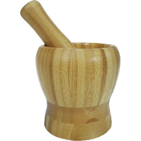 Mortaio con pestello macina trita pesta manuale spezie erbe pesto per cucina in legno (1/5)