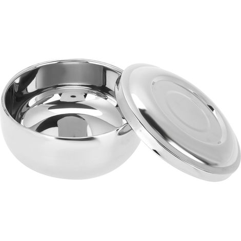 Bol/gobelet à savon à raser universel en acier inoxydable pour homme, avec couvercle (1/5)