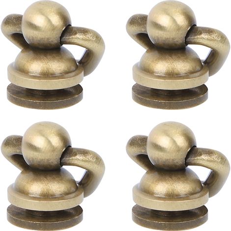 Lot de 4 vis à anneau métallique à tête ronde, rivets, clous, pointes rotatives, accessoires de quincaillerie pour le bricolage en cuir, bronze (1/5)