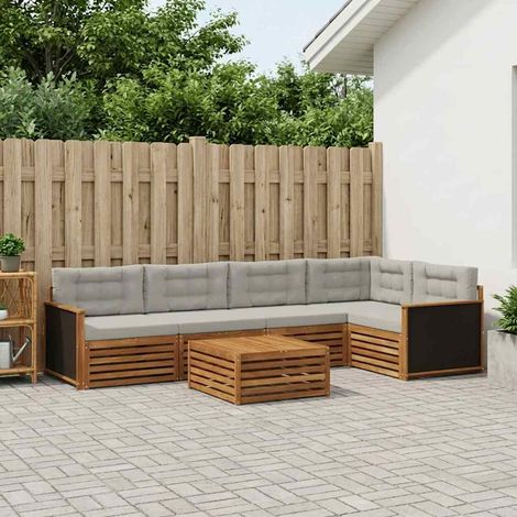 vidaXL Outdoor-Sofagarnitur 6 pcs Natürlich und Hellgrau (1/5)