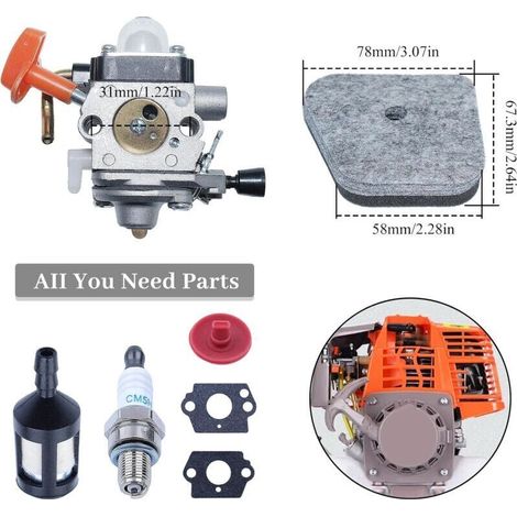 Carburateur FS90 pour Stihl FS90 FS90 R FS87 FS87R FS100 FS110 FS110R pour tondeuse à gazon série FS FC KM avec bougie d'allumage filtre à air filtre à huile (1/3)