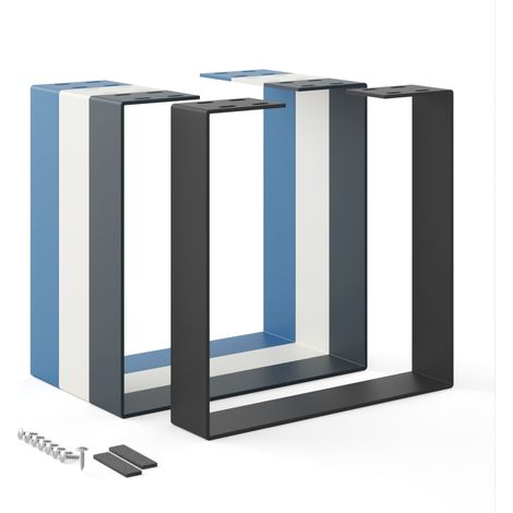 Pied de meuble en métal noir 40x43 cm – Support pour table basse, bureau, banc – Construction robuste en acier – Installation rapide – Holzbrink