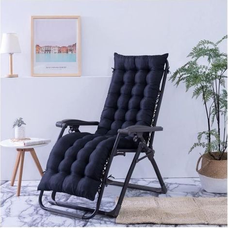 Coussin Bain de Soleil Jardin Pliable Anti-Dérapant - Marque - Modèle - Epais Confort - 48x160cm - Noir (1/3)