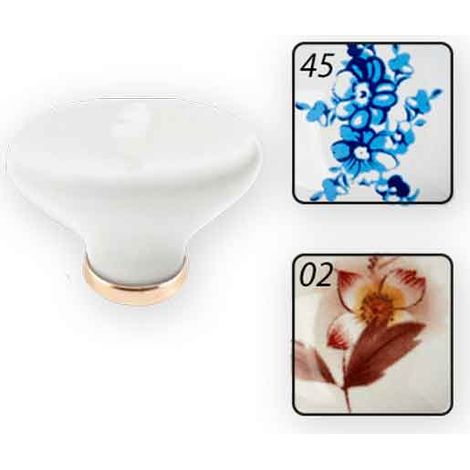 TIRADOR PARA MUEBLES EN CERÁMICA 'P02' 24x34 mm - Blanco decorado