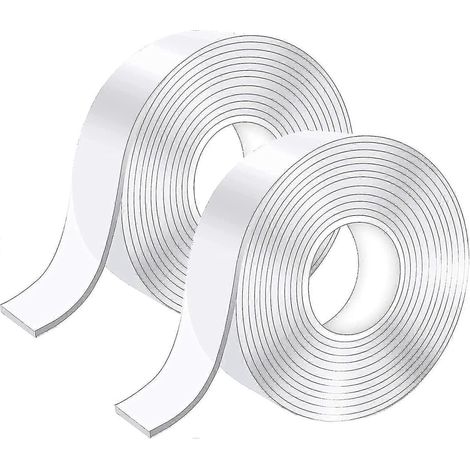 Ruban adhésif double face extra-résistant de 10 m, transparent, lavable, fin, nano-ruban antidérapant amovible et sans traces, gel double face réutilisable pour tapis, maison ou autres surfaces.