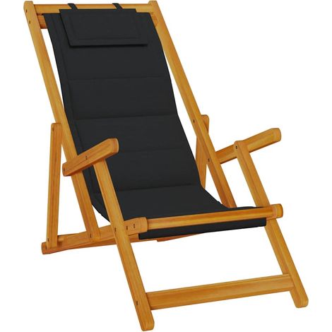 Maison Exclusive - Sedia da Spiaggia Pieghevole Braccioli Legno Acacia&Textilene