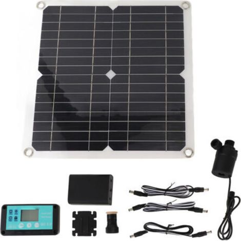 Pompe à eau solaire 50W – Panneau solaire 22W – Débit 800L/h – Hauteur de relevage 5m – Contrôleur QC3.0 MPPT - DC12V (1/5)