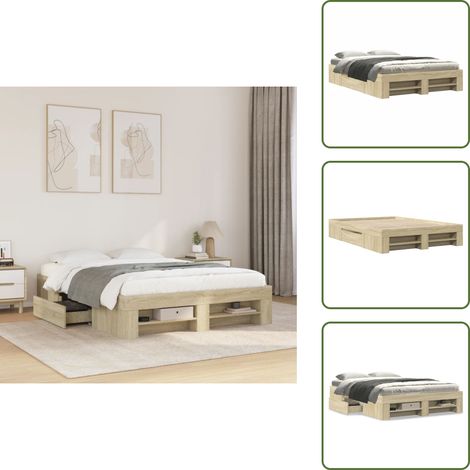 Somier de láminas - vidaXL Estructura de cama sin colchón madera roble Sonoma 120x200 cm - Cama de madera