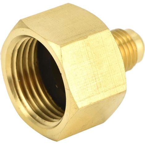 Raccord Adaptateur en Laiton R134A, Adaptateur de Réservoir de Réfrigérant en Laiton R134A Adaptateur de Raccord R32, Adaptateur de Réfrigérant de Climatisation W21 à 1/4SAE (1/5)