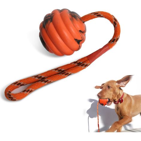 pelota de juguete para mascotas, cuerda de goma, resistente a las mordeduras, entrenamiento educativo, pelota para limpiar los dientes. (1/4)
