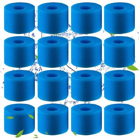 Lot de 16 filtres de Piscine en Mousse Filtre pour Intex Type S1-Filtre en Mousse pour Spa,Piscine-Réutilisables et lavables(16 pcs)