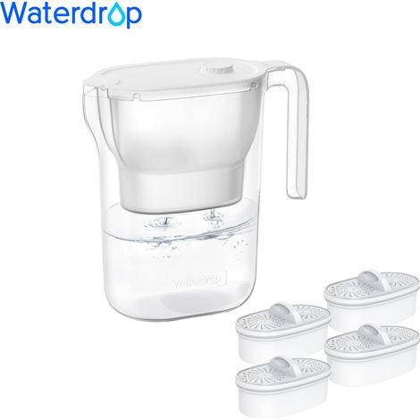 Waterdrop Water Filter Jug Fridge Water Filter Jug with 3 Month Filter, 2.5 L, Reduces Fluoride, Chlorine and More, NSF Certified, BPA-Free, White (With 4 Litre Filters) (1/5)