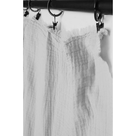 Rideau ajustable + 10 anneaux pince "Milos" 140 x 280 cm Mousseline de coton - Neige - Neige - 1 Panneau ajustable 140 x 280 cm (1/3)