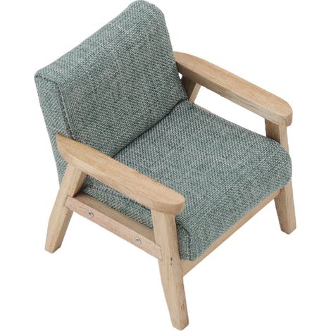 Canapé miniature pour maison de poupée à l'échelle 1:12, style japonais, fauteuil simple en tissu, décoration pour salon, gris et vert. (1/5)