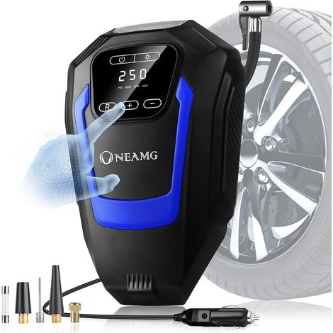 Compresseur d’Air Portatif 12V, Compresseur Voiture d'air Digital Portable 12V 120W Auto Gonfleur Pneus, Electrique Compresseur Air Numérique avec Lampe LED, 3M Câble pour Voiture Vélo