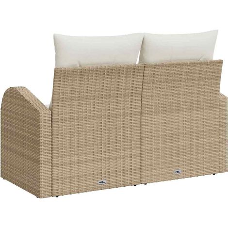 Maison Exclusive - Divano da giardino con cuscino Beige 124 x 62 x 69cm polyrattan