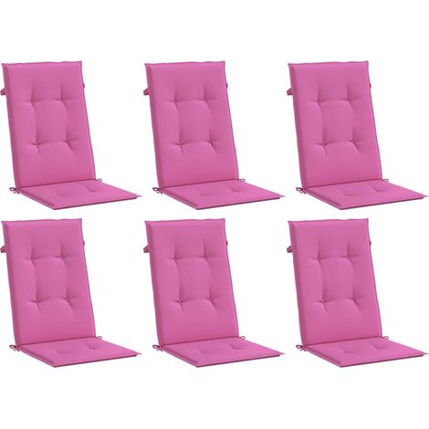 vidaXL Coussins de chaise à dossier haut lot de 6 rose tissu