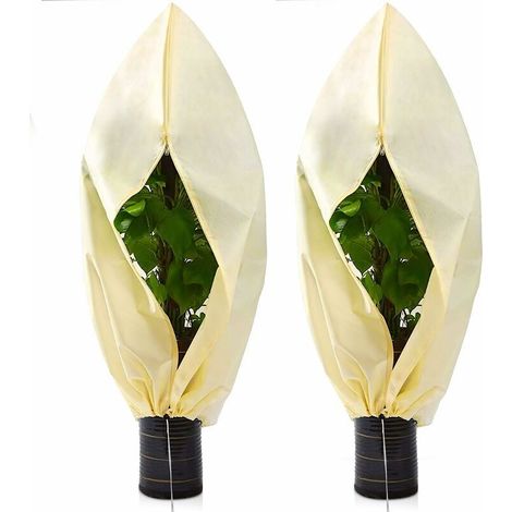 Housses d'hiver pour plantes d'extérieur, lot de 2 housses pour plantes d'hiver avec fermeture éclair et cordon de serrage, protections pour plantes, protections pour arbustes (1/4)