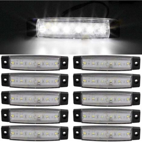 10 pcs 9.7 cm 6 LED Side 12V LED MARKER Trailer Marker Lights for Truck, Amber Marker Light, Rear Side Marker Light, Truck Cab Marker Lights, RV Convoy