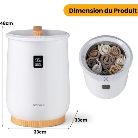 Chauffe-serviettes seau blanc 20 L avec affichage LED et minuterie, arrêt automatique pour salle de bain, spa et maison (1/5)