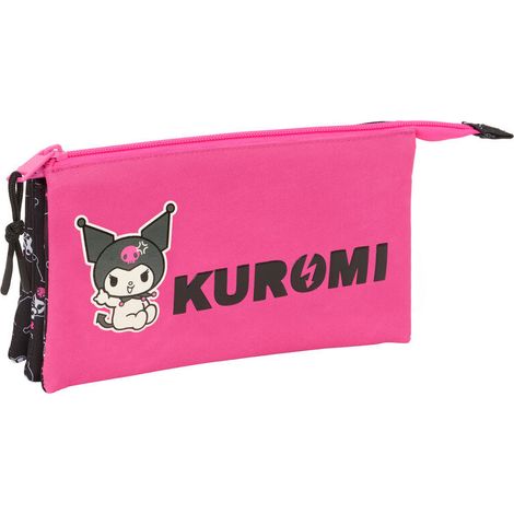 SAFTA Kuromi - Portatodo Triple, Estuche Infantil, Estuche Niño, Ideal para Niños en Edad Escolar, Cómodo y Versátil, Calidad y Resistencia, 22x3x12 cm