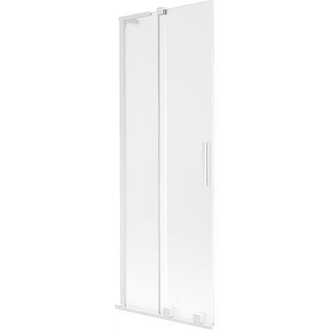 Mexen Velar L paravent de baignoire à 2 battants coulissants 70 x 150 cm, givré, blanc - 896-070-003-31-20 (1/2)