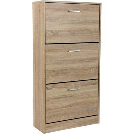 Domo Mea Scarpiera Nature 3 ribalte in legno naturale - 60x24x117 cm (1/5)