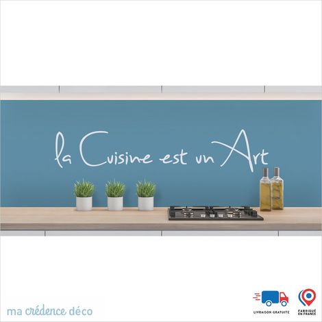 Crédence : LA CUISINE EST UN ART 2 - Couleur Bleu Pastel - Alu composite - 120 - 60 (1/3)