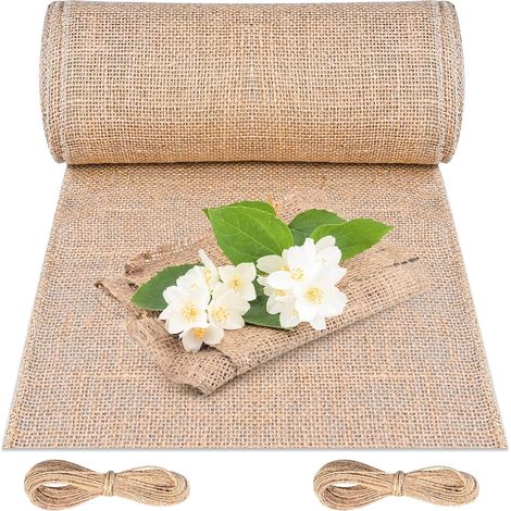 Chemin de Table Toile de Jute 30cm10M Chemin de Table Jute Bords Cousus pour Mariage Festival Fête Décorations (1/5)