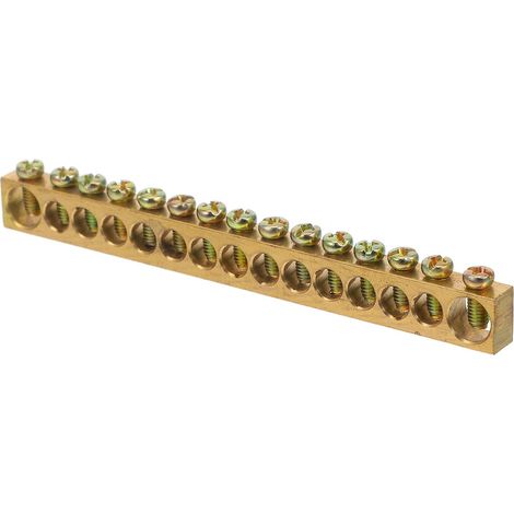 Barrette de Terre Conductivité Électrique et Installation Facile en Cuivre 15 Trous M5 pour Tableau de Distribution Électrique (1/5)
