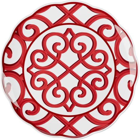 GUZZINI Vassoio Tondo Grande Natalizio Harmonia Melamina D 45,50 Cm Table Decor Bianco Rosso