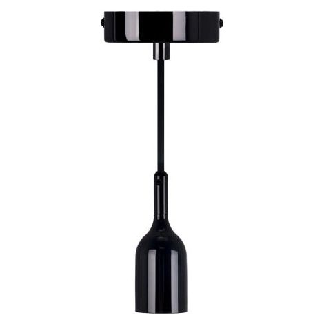 Kit Suspension E27 Noir Chromé 1,5m - Câble Textile et Cache Douille Métal - Gamme "Luxurious Bell"
