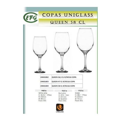 COPA QUEEN 36,5CL UNIGLASS 6 UNIDADES