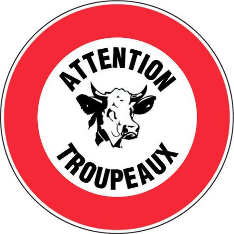Novap – Panneau de signalisation Attention troupeaux Ø300mm – Matériau polystyrène choc – Résistance aux chocs – Visibilité 12m (1/3)