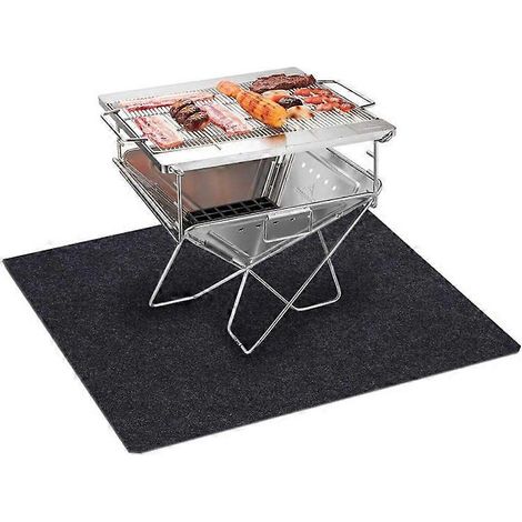 Tapis de protection (127 x 91 cm, anthracite) pour barbecue, terrasse, balcon et jardin - Tapis de protection de sol - Tapis de barbecue - Tapis de barbecue ignifugé (1/4)