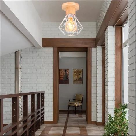 U-do Plafonnier Industriel Cage Couloir,Moderne Lustre Plafonnier Vintage en Fer Style Edison pour Salon Chambre (1/4)
