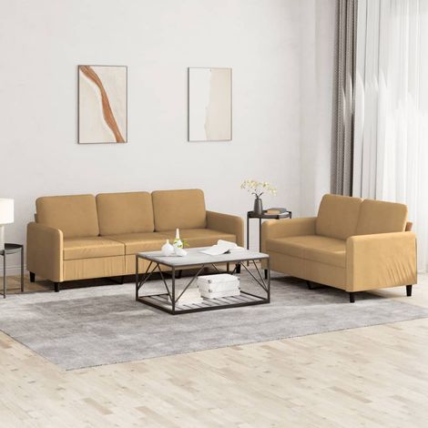 vidaXL Ensemble de canapés 2 pcs marron velours (1/5)