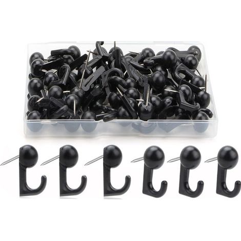 50 chinchetas negras, chinches de pared, chinches para tableros de corcho, enchufables, control de chinches, para tableros de exhibición de mapas del mundo en la pared